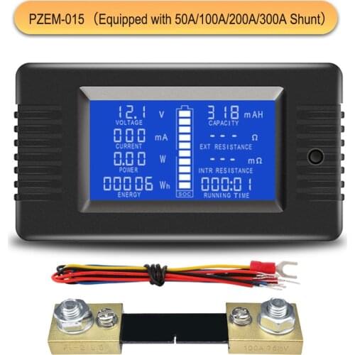 Battery Tester Current Impedance Power Tester Discharge Capacity Power Ammeter Voltmeter Energy Mete 200V 50A 100A 300A Shunt