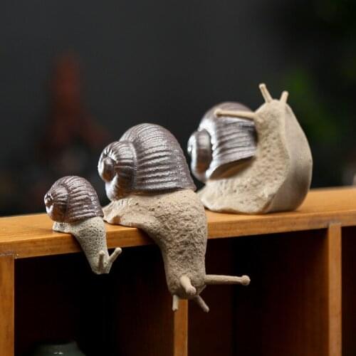 Creative Cute Tea Pet Small Snail Crafts Ceramic Home Decoration Garden Bonsai Succulents Flower Pot Ornaments Animal Figurines