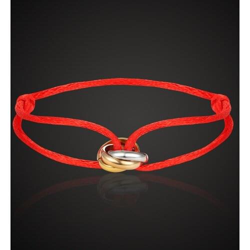 Vanifin Simple three stainless steel circle combination womens bracelet different colors of rope handmade classic popular jewe