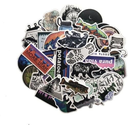 50PCS Camping Travel Stickers Wilderness Adventure Outdoor Landscape Waterproof Decal Sticker DIY Laptop Suitcase Motor Car