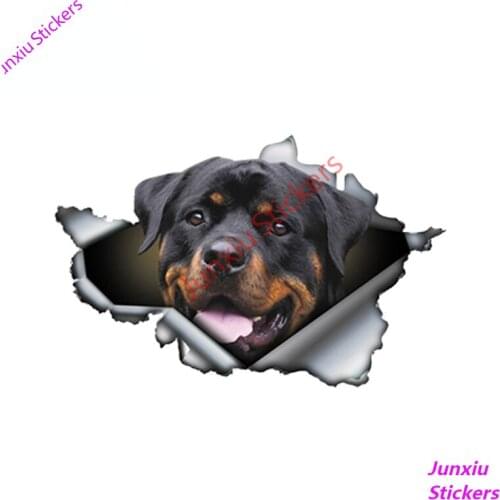 Funny Rottweiler Car Sticker Torn Metal Decal Bumper Camper Yacht Reflective Stickers Pet Dog Decals 3D Rott Styling PVC13x8cm