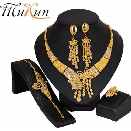MUKUN woman accessories jewelry set Bridal Gift Fashion African Beads Jewelry Set Wholesale Dubai Gold Jewelry Set Wedding Desig