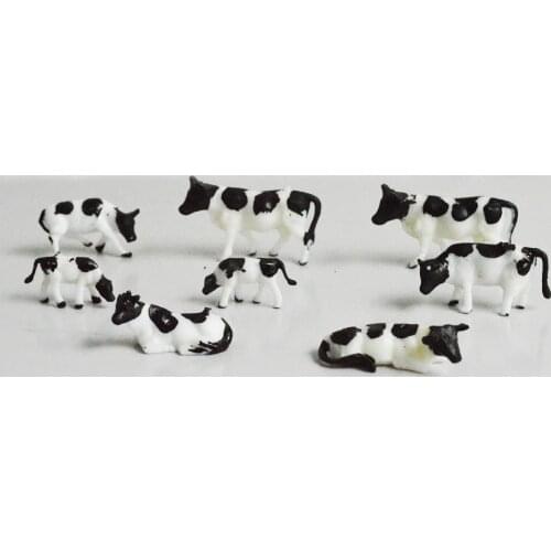 1/87 Scale Model Mini Black And White Cow For Construction Train Forest Landscape Layout Layout Diorama Plastic