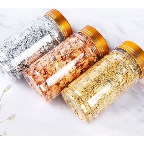 1 Bottle Decorative Gold Leaf Flakes 3/4/5/10g Gold Silver Confetti DIY Nail Art Painting Material Decor Foil Paper Party Supply
