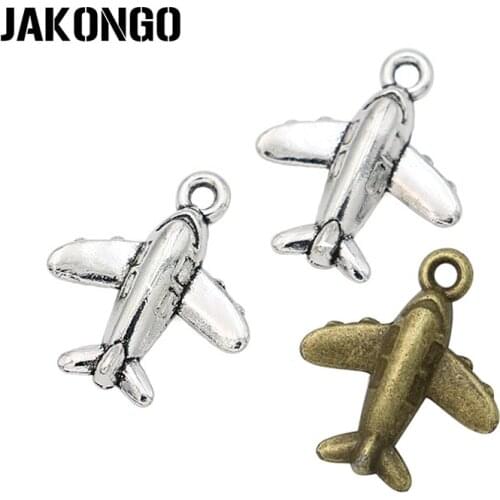 20pcs Antique Silver Brown Plated Plane Charms Pendants for Jewelry Making Bracelet Jewelry Findings DIY Handmade Craft 15x14mm