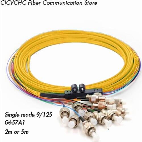 2pcs 12 Cores Ribbon Cable with FC/UPC-Single mode 9/125 G657A1 -2m or 5m-with Branch kit / Optical Fiber Pigtail