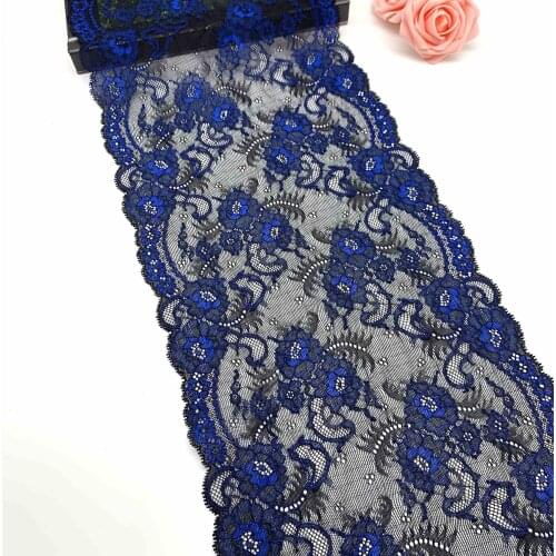 3y/lot 23cm Dark Blue Black Elastic Stretch Lace trim Skirt Hem Underwear Sewing Craft DIY Apparel Fabrics Lace Lingerie bjd