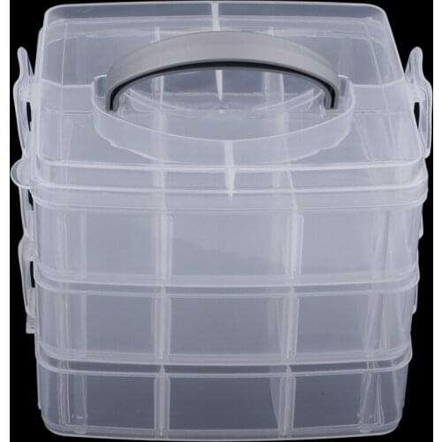 3 Layers 18 Slots Plastic Jewelry Tools Box Craft Beads Pills Holder Storage Box Office Organizer