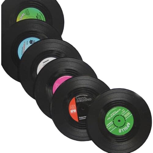 6Pcs Household Round Cup Mat Creative Retro Style Vinyl Record Shape Drink Coaster Heat Insulation Table Placemat 2021 New Style