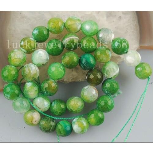 Free shipping Women 10mm Green Dargon Veins Carnelian Faceted Ball Loose Beads FG6150