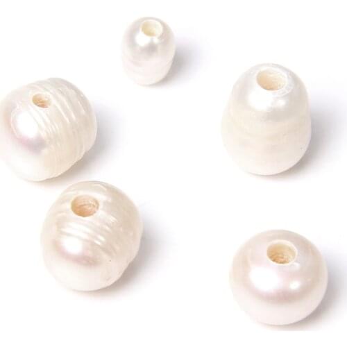 10Pcs AA Creamy-white Large Hole Pearls Beads Baroque Natural Freshwater Pearls Bead For Earring Necklace Jewelry Accessories
