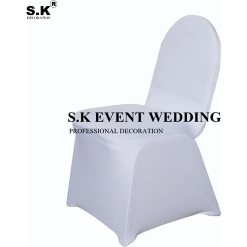 2pcs 5pcs White Black Stretch Spandex Banquet Chair Cover With Foot Pockets For Wedding Event Decoration