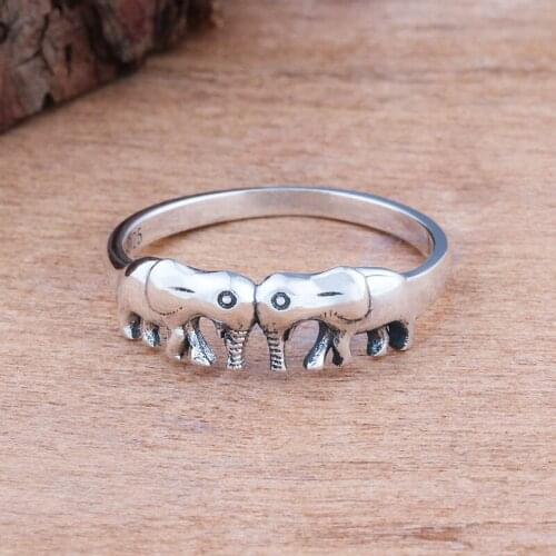 Creative retro exquisite elephant shape men and women ring ethnic animal fashion men and women ring party jewelry gift