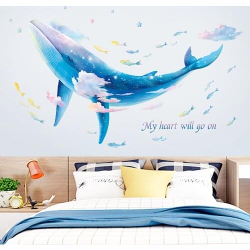 Creative Whale Wall Stickers Modern Living Room Bedroom Kids Rooms Decor Aesthetic Pegatinas De Pared Self Adhesive Wallpaper