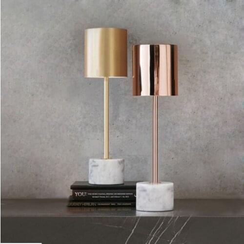 Metal marble element golden rose gold personality simple model room study bedroom decoration table lamp