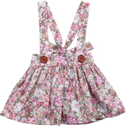 Cute Newborn Kids Baby Girls Clothes Party Princess Bib Strap Floral Skirt