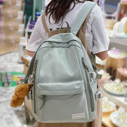 Girl Cute Solid Color College Bag Cool Female Laptop Waterproof Backpac Fashion Ladies Student Bag Travel Women Kawaii Backpacks