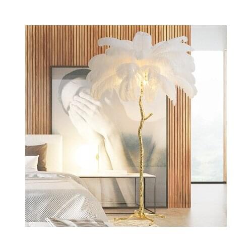 Nordic Ostrich Feather Living Room Floor Lamp Stand Lamp Bedroom Modern Interior Lighting Decorative Floor Lights Standing Lamps