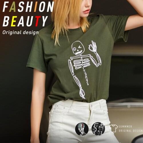 New Cute Spooky Skeleton Women Tshirt Men Casual Graphic 90s T-shirt Hip Hop Streetwear Unisex T shirt Funny Cartoon Top Tees