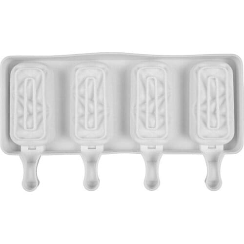 New 30pcs/lot Silicone Ice Cream Molds 4 Cell Ice Cube Tray Food Safe Popsicle Maker DIY Homemade Freezer Ice Lolly Mould