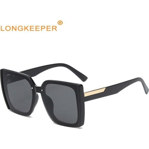 LongKeeper Oversize Cat Eye Sunglasses Women 2021 Big Frame Square Eyeglasses Female Outdoor Travel Brand Eyewear Oculos De Sol