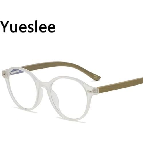 49780 Tr90 Frame Wooden Legs Anti Blue Light Retro Round Glasses Frame Men Women Optical Fashion Computer Eyeglasses