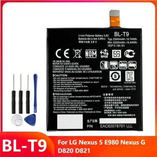 Original Replacement Phone Battery BL-T9 For LG Nexus 5 E980 Nexus G D820 D821 BL-T9 Rechargable Batteries 2300mAh With Tools