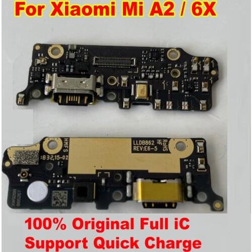 Original Charging Port PCB Board USB Charge Dock Connector Microphone Flex Cable QC 3.0 For Xiaomi Mi A2 MIA2 / Mi 6X MI6X M6X