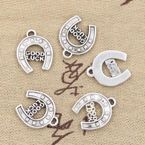 20pcs Charms Horseshoes Good Luck 17x14mm Antique Bronze Silver Color Plated Pendants Making DIY Handmade Tibetan Jewelry