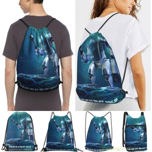 Subnautica - Prawn Suit (Sea) Men Outdoor Travel Gym Bag Waterproof Drawstring Backpack Women Fitness Swimming Bag