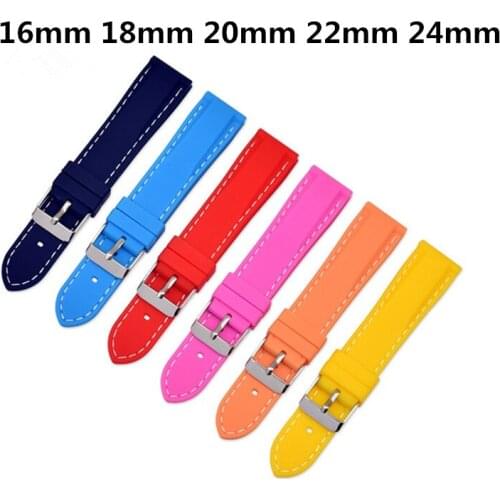 Replacement Silicone Rubber Sport WatchBand Universal Watchband Strap Wrist Belt Bracelet 16mm 18mm 20mm 22mm 24mm for Men Women