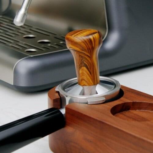 Rubber Handle Wood Grain Press Powder Hammer Cloth Powder Filler Espresso Maker Supporting Appliance Coffeeware Kitchen Gadget