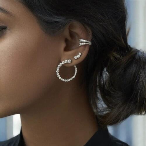 Prong Set Sparking Bling 5A Cubic Zirconia CZ 15MM 25MM Geometric Round Circle Hoop Earring