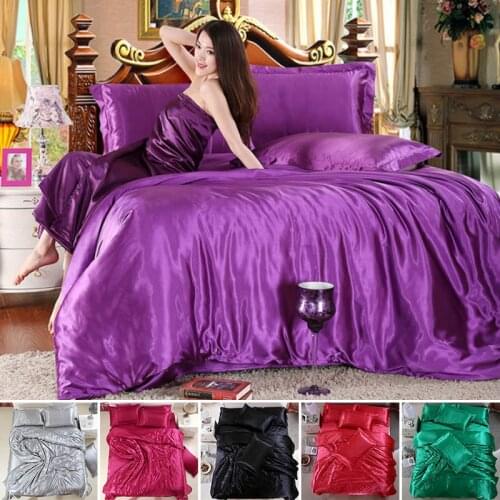 Silk Deluxe like satin Bedding 3Pcs/4Pcs set King Queen size double bed quilt pillowcase Comfort Home Textile