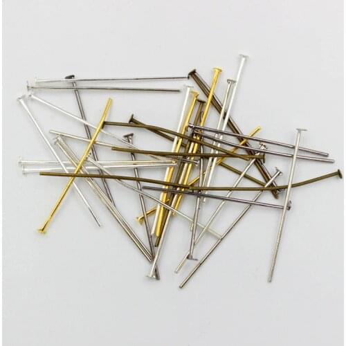 200pcs/lot Flat Head Pins Gold/Rhodium 18 20 24 26 28 30 35 40mm Headpins For Jewelry Findings Making DIY