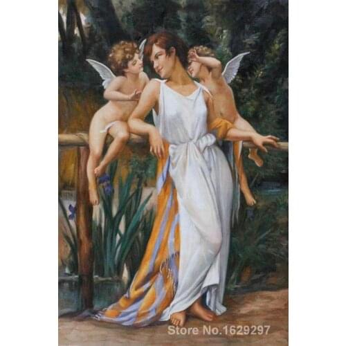 Modern colorful paintings Nymph and Cherubs by Guillaume Seignac High Quality Hand painted