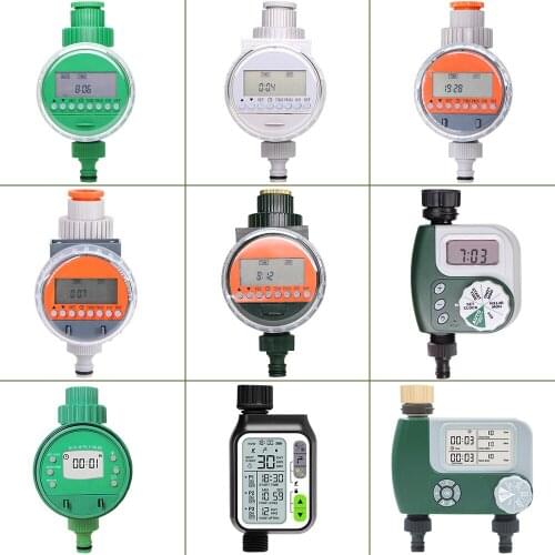 Garden Watering Timer Rain Sensor Solar LCD Double Dial Controller Watering Irrigation 1/2'' 3/4'' Tap Joint Solenoid Ball Valve