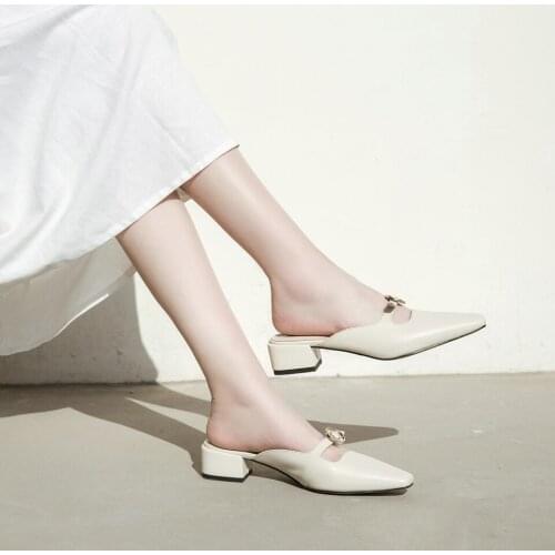 EshtonShero Women Shoes Woman Slippers Low Heels Fashion Leather+PU Slingback Platform Low Heels Ladies Wedding Shoes Size 3-8