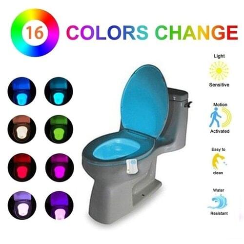 Smart Toilet Motion Sensor Lights Intelligent Induction Bathroom LED Body Motion Activated Seat Sensor WC Night Light 8/16 Color