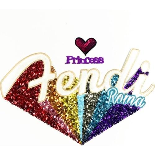 2019 spring and summer Korean version of the new three-dimensional rainbow letter sequin cloth stickers fashion casual wild DIY