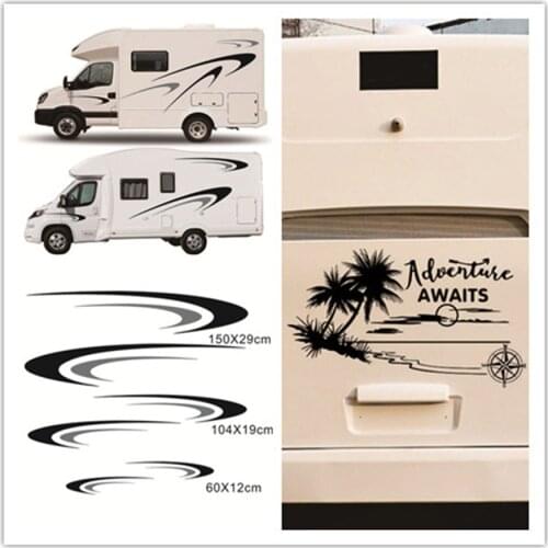 For Camper RV Trailer Stripes Graphics DIY Vinyl Graphics Kit Decals Car Stickers
