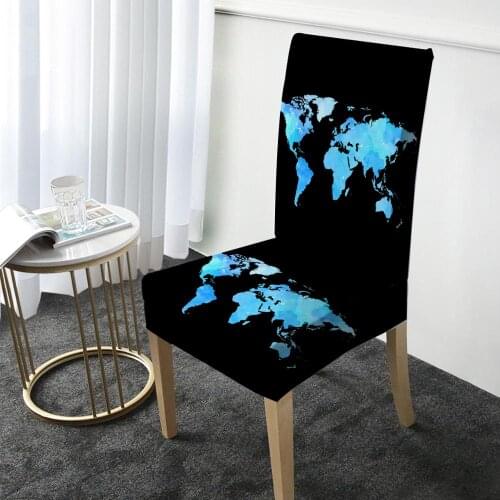 Vintage Map Chair Cover Elastic Dining Chair Protector Cover Removable Washable Slipcover for Christmas Banquet Party Home Decor