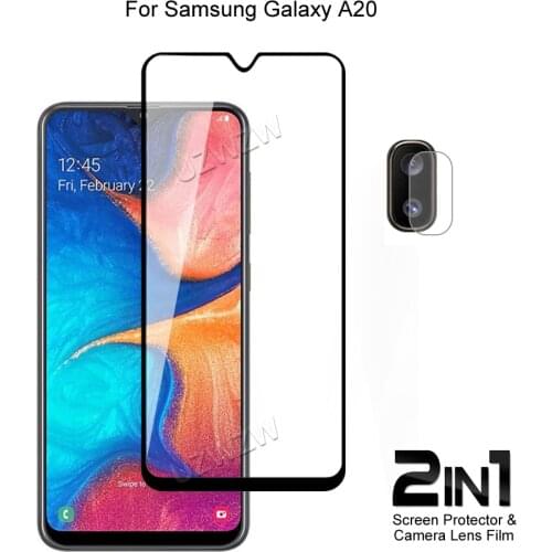 For Samsung Galaxy A20 Front Screen Protector Protective Tempered Glass & Camera Lens Film