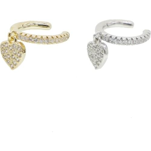 Ear Cuff micro pave cz circle mix CZ heart charm earrings no pierced stack small sized little girl earring cuff women jewelry