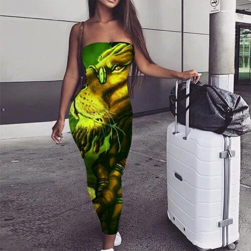 KYKU Brand Lion Dress Women Animal 3d Print Anime sleeveless Graffiti Bodycon Dress Harajuku Party Womens Clothing Casual Ladies