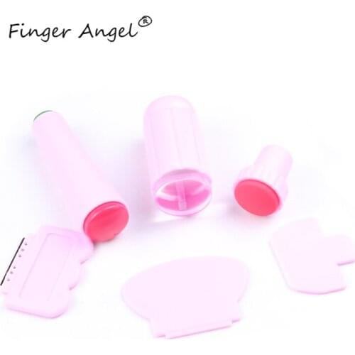 Finger Angel 3PCS Nail Art Silicone Jelly Clear Stamper Scraper Set Transparent Polish Print Transfer Manicure Template Tool