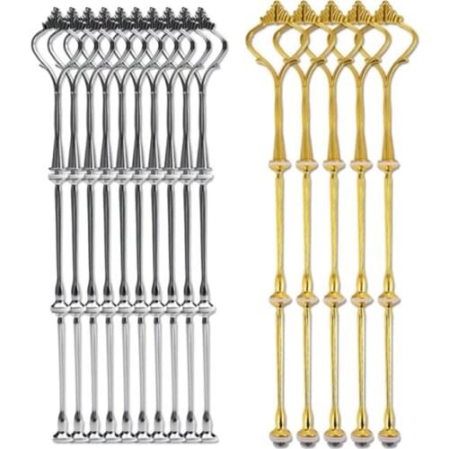 5 Sets Gold&10 Sets Silver 3 Tier Crown Cake Plate Stand Fittings Hardware Holder Kitchen Gadgets for Wedding and Party