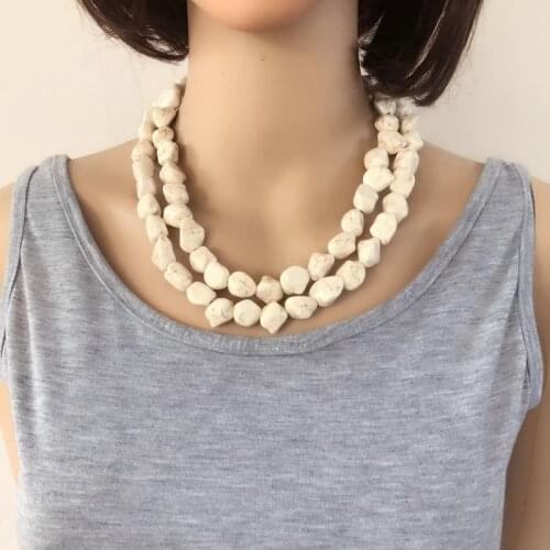 White Stone Two Layers Choker Necklace