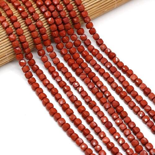 5mm Beaded Natural Stone Faceted Irregular Square Redstone Spacer Loose Beads For Jewelry Making Charm DIY Bracelet Accessories