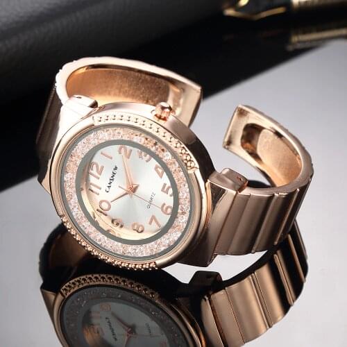 Relojes Mujer Womens Bracelet Watch Quartz Wristwatch Rhinestone Crystal Fashion Rose Gold Casual Girl Jewelry Bracelet Clock